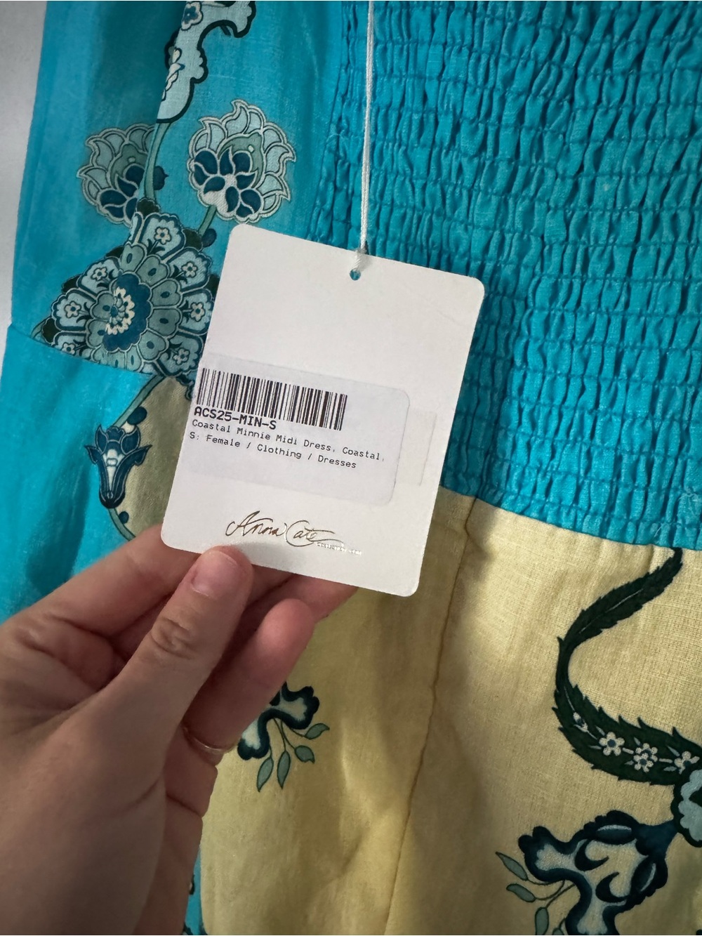 NWT Anna Carte Turquoise and Yellow Floral Linen Midi - Picture 9 of 9